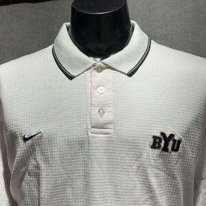 Nike Team Fit Cougars Mens XL White Performance Waffle Polo Shirt